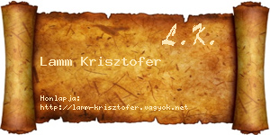 Lamm Krisztofer névjegykártya